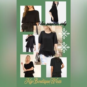 NWT Black Fringe Hem Women's Top